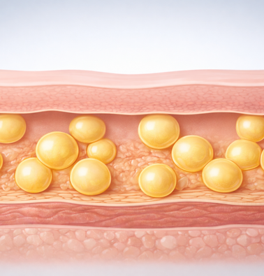Medical illustration showing reduced fat layer following CoolSculpting Elite treatment.