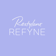 Restylane Refyne logo representing flexible filler for smile lines and marionette lines