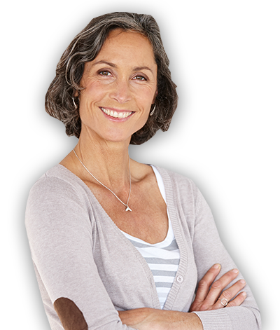 Mature woman standing with smile and crossed arms