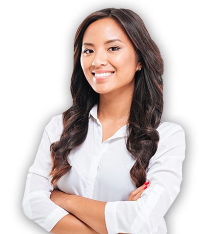 Asian woman standing in white shirt smiling