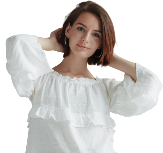 Woman showcasing smooth skin and natural beauty after aesthetic treatments