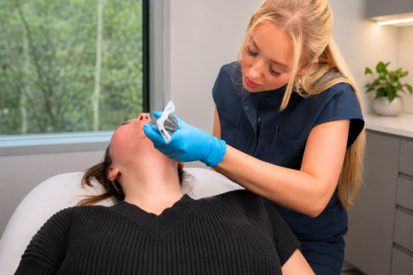 Revelus provider performing SkinPen microneedling with PRP on a patient in Austin.